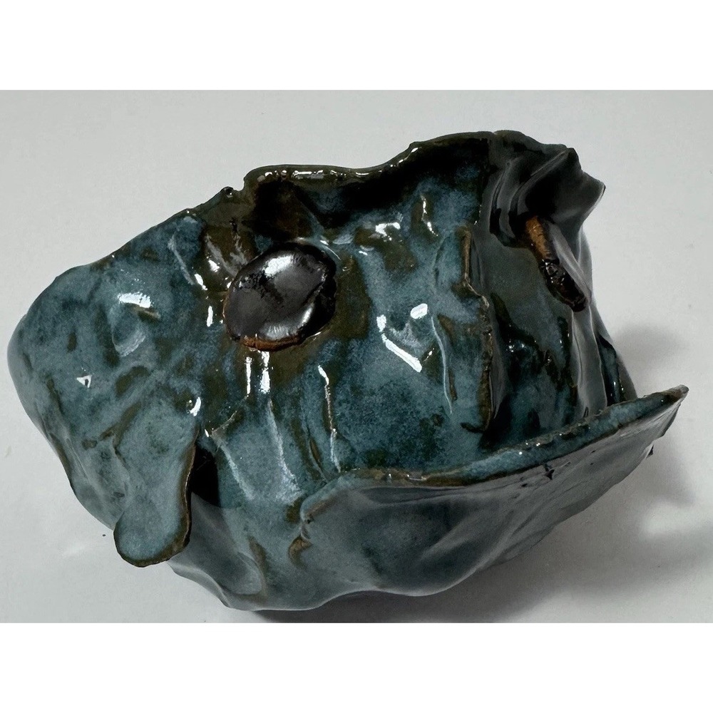Creepy Frog Handmade Ceramic Pottery Clay Sponge Holder Ring Jewelry Holder